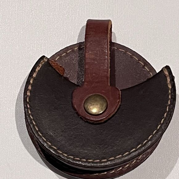 Vintage Sweden Nils Hörk Brass Pewter Snus Dosa Snuff Can Leather Carrying Case - Picture 2 of 16